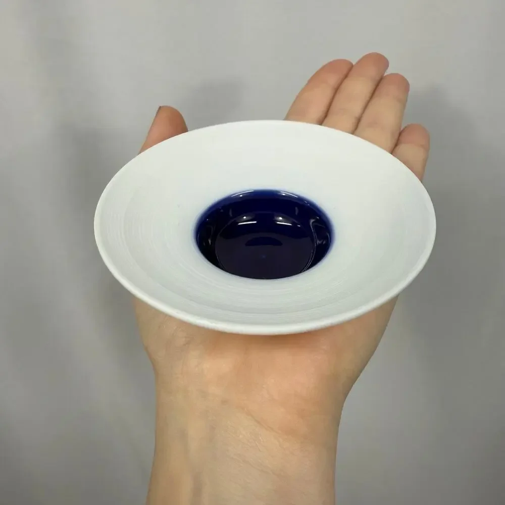 Crate & Barrel Dot Dish Blue 4